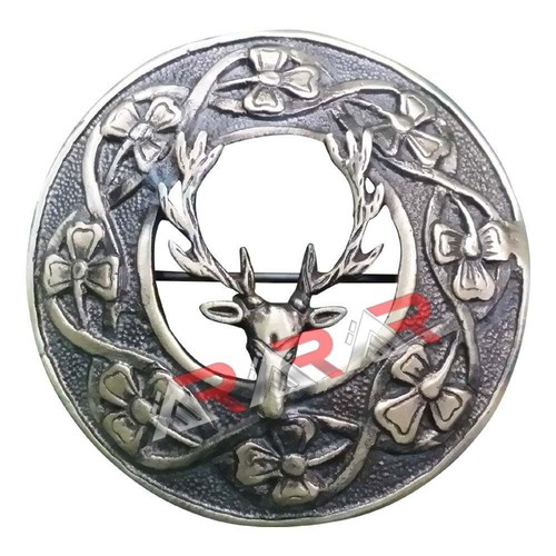 Scottish stag head brooch - head, fly