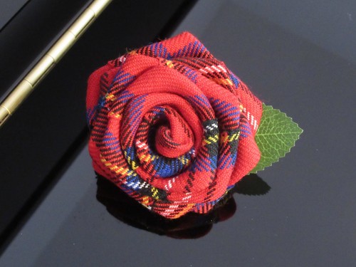 Spilla rosa tartan - -, royal